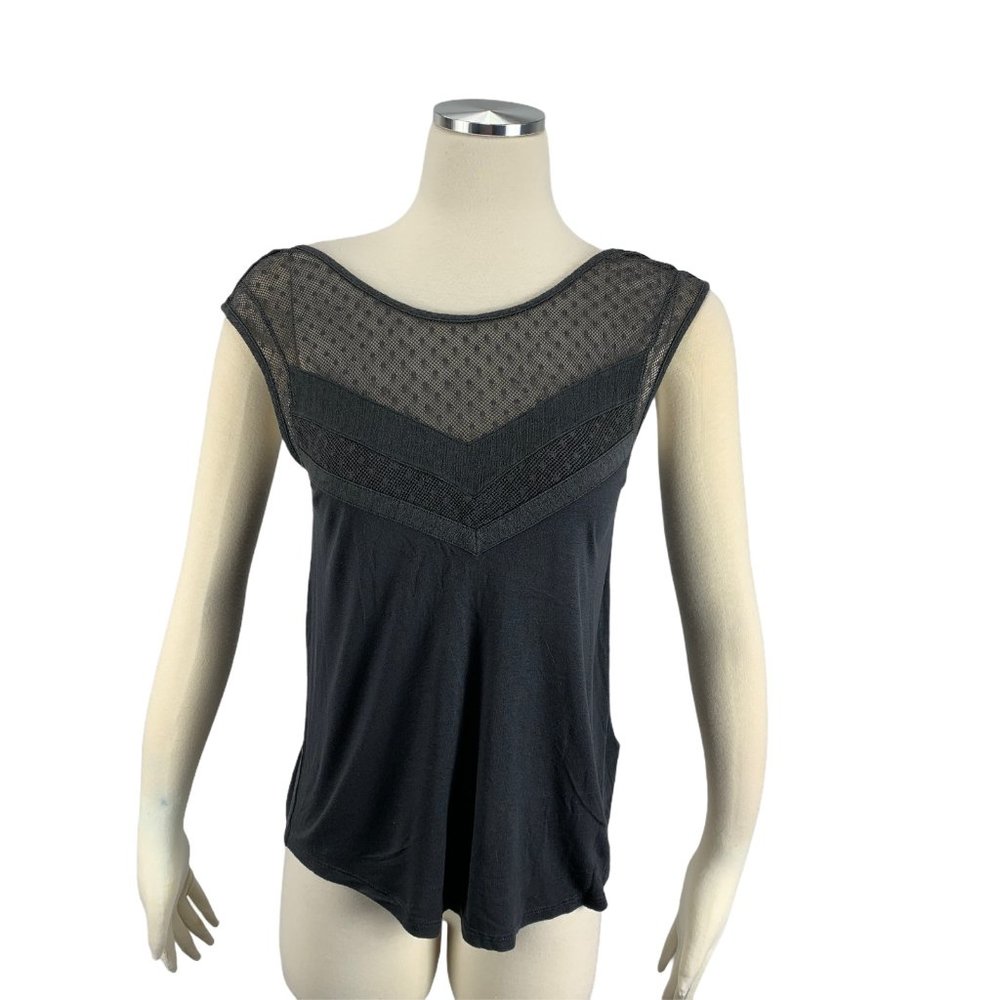 American Eagle Gray XS Top Open Back Mesh Front Sl